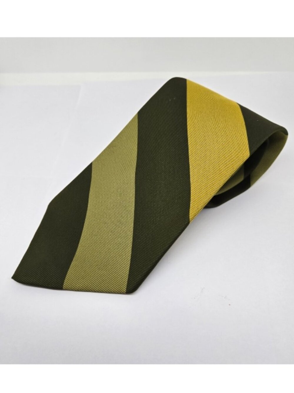 Vintage Grants Menswear Retro Wide Stripe Tie, Pre 1976, Olive, Yellow, 53"